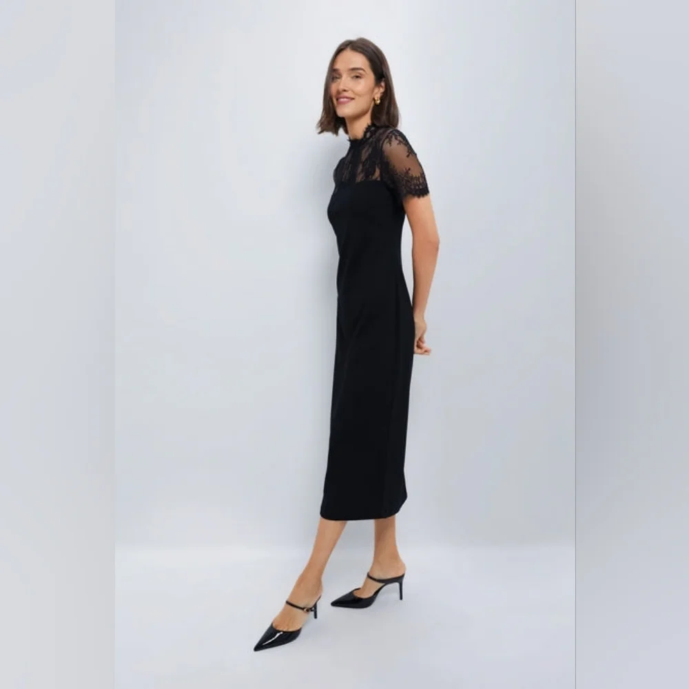 NWT Hyacinth House Tuckernuck Black Lace Agatha Midi Dress Size Small - Picture 8 of 10